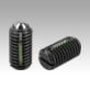 Spring plungers with slot and ball, steel, standard spring force, with thread lock