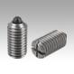 Spring plungers with slot and thrust pin, stainless steel, light spring force