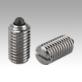Spring plungers with slot and thrust pin, stainless steel, standard spring force