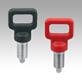 Indexing plungers steel or stainless steel, with plastic eyelet grip, Form A