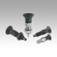 Indexing plungers, steel or stainless steel with plastic mushroom grip and extended indexing pin