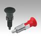 Indexing plungers, steel or stainless steel, with plastic mushroom grip extended indexing pin and load slot