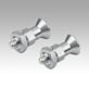 Indexing plungers, stainless steel, short version with stainless steel mushroom grip and locknut