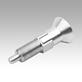 Indexing plungers, stainless steel with stainless steel mushroom grip, extended indexing pin and locking slot