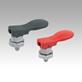 Indexing plunger, steel or stainless steel, short version with plastic can lever and locknut