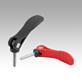 Cam levers, plastic, adjustable with external thread, plastic thrust washer and steel or stainless steel stud