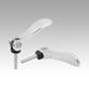 Cam levers, steel, adjustable with external thread, plastic thrust washer and steel stud