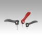 Cam levers, aluminium, adjustable with external thread, plastic thrust washer and steel or stainless steel stud