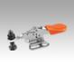Toggle clamps mini horizontal with flat foot and fixed clamping spindle