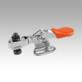 Minischnellspanner horizontal mit waagrechtem Fuß links und verstellbarer Andruckspindel