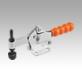 Toggle clamps horizontal with flat foot and fixed clamping spindle