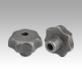 Star grips DIN 6336, grey cast iron, Form B, drilled through