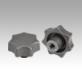 Star grips DIN 6336, grey cast iron, Form E, blind tapped hole