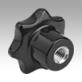 Star grips similar to DIN 6336 metal parts stainless steel Form K with tapped bush