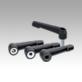 Clamping levers, plastic, non-adjustable, threaded insert blue passivated steel