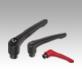 Clamping levers, steel with internal thread, threaded insert black oxidised steel