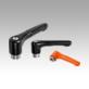 Clamping levers, die-cast zinc, flat with internal thread, threaded insert stainless steel