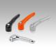 Clamping levers, die-cast zinc with internal thread, threaded insert blue passivated steel