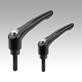 Clamping levers with external thread and protective cap, satin finish