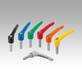 Clamping levers with external thread, steel parts stainless steel, matt textured