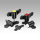 Wing grips, plastic with cap, threaded inserts steel or stainless steel