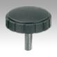 Knurled screws with external thread