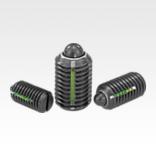 Spring plungers with slot and thrust pin, steel, with thread lock