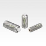 Spring plungers with hex socket and POM thrust pin, stainless steel, with thread lock