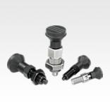 Indexing plungers, steel or stainless steel with plastic mushroom grip and cap