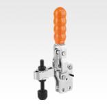 Toggle clamps vertical with straight foot and adjustable clamping spindle