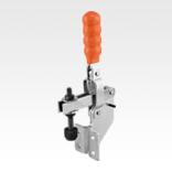 Toggle clamps vertical with angled foot and adjustable clamping spindle