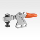 Toggle clamps mini horizontal with straight foot and adjustable clamping spindle