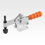 Toggle clamps horizontal with flat foot and fixed clamping spindle