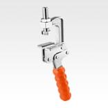 Toggle clamps pivot jaw