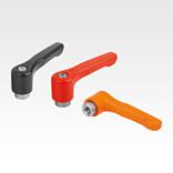 Clamping levers, die-cast zinc, flat with internal thread, threaded insert stainless steel