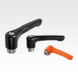 Clamping levers, die-cast zinc, flat with internal thread, threaded insert stainless steel