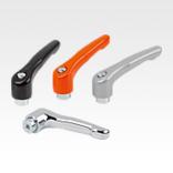 Clamping levers, die-cast zinc with internal thread, threaded insert blue passivated steel