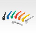 Clamping levers, die-cast zinc with internal thread, threaded insert blue passivated steel