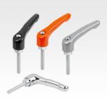 Clamping levers, die-cast zinc with external thread, threaded insert blue passivated steel