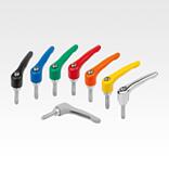 Clamping levers, die-cast zinc with external thread, threaded insert blue passivated steel