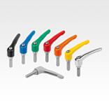 Clamping levers, die-cast zinc with external thread, threaded insert stainless steel