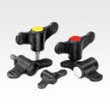 Wing grips, plastic with cap, threaded inserts steel or stainless steel