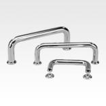 Pull handles, round steel, high-gloss chromed