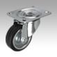 Steel plate swivel castors with solid rubber tyres, standard version 