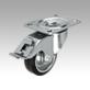 Steel plate swivel castors with stop-fix, solid rubber tyres, standard version 