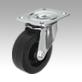 Steel plate swivel castors with vulcanised-on elastic solid rubber tyres, standard version