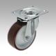 Steel plate swivel castors with abrasion resistant polyurethane tread, standard version