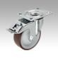 Steel plate swivel castors with stop-fix, abrasion resistant polyurethane tread, standard version