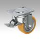 Steel plate swivel castors with stop-top, Extrathane® tread, heavy duty version