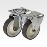 Steel plate swivel and fixed castors with abrasion resistant polyurethane tread, standard version